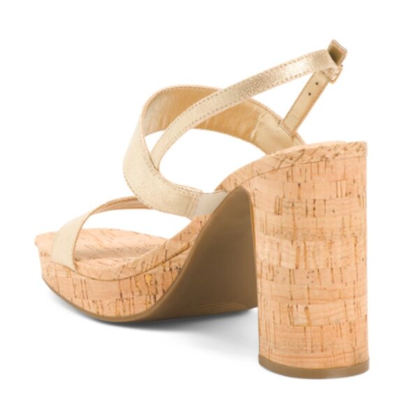 ANNE KLEIN Zaya Block Heeled Sandals NIB 7.5M in Light Gold Metallic - Picture 2 of 4